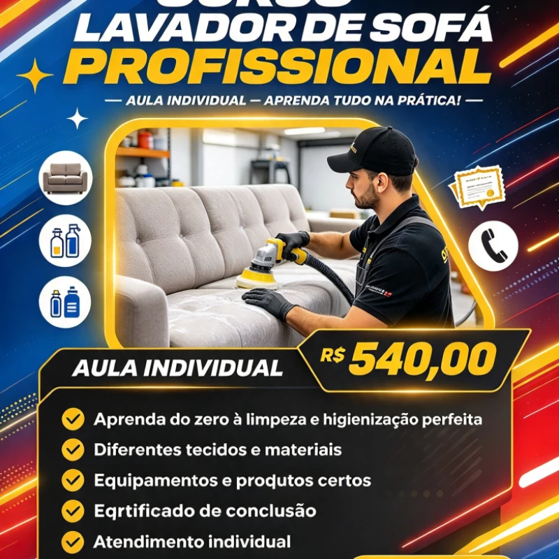 Curso limpeza de sofás carpetes e cadeiras